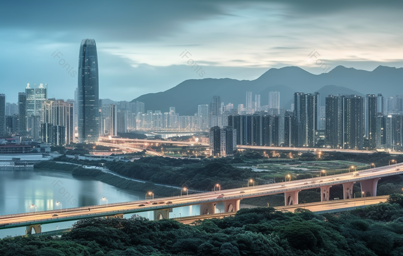 城市地标建筑和公路高架背景,高清,摄影图,摄影图片,图片大全,摄影图免费下载